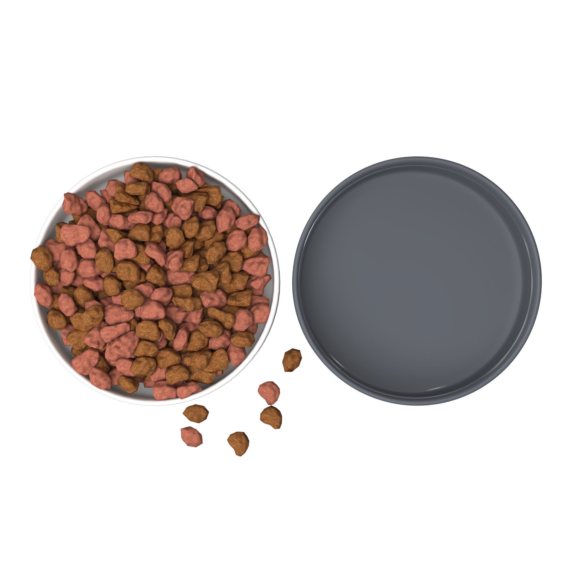 Pets Food Bowl White and Gray 3D model_2