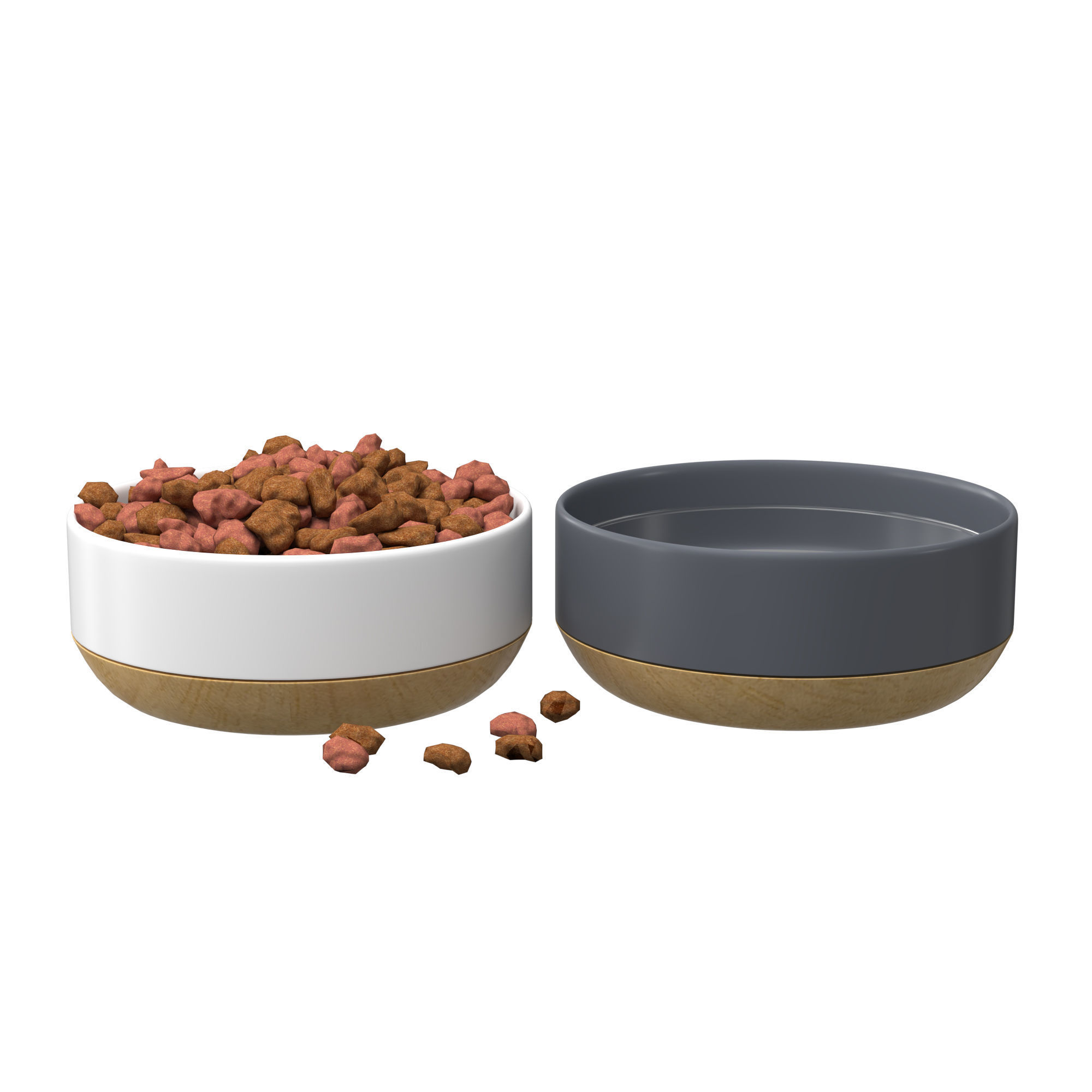 Pets Food Bowl White and Gray 3D model_3
