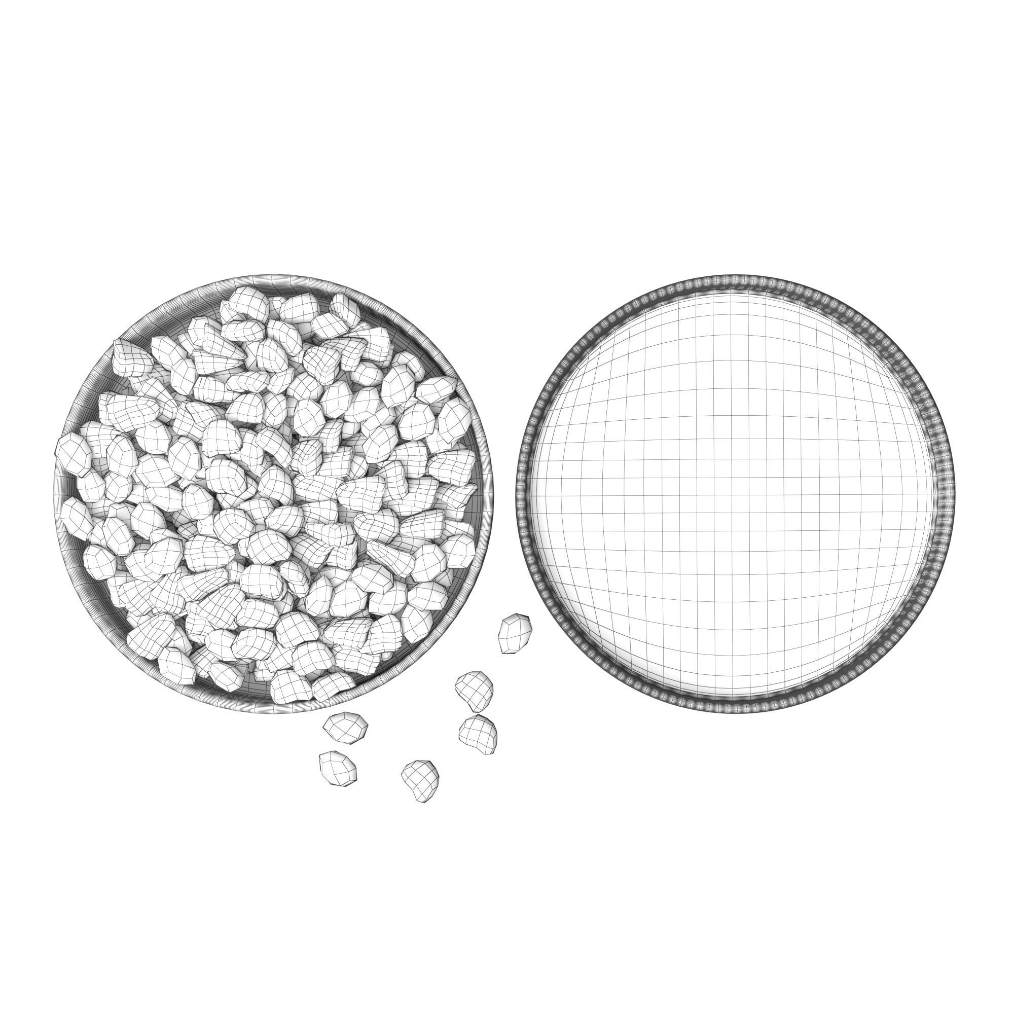 Pets Food Bowl White and Gray 3D model_5