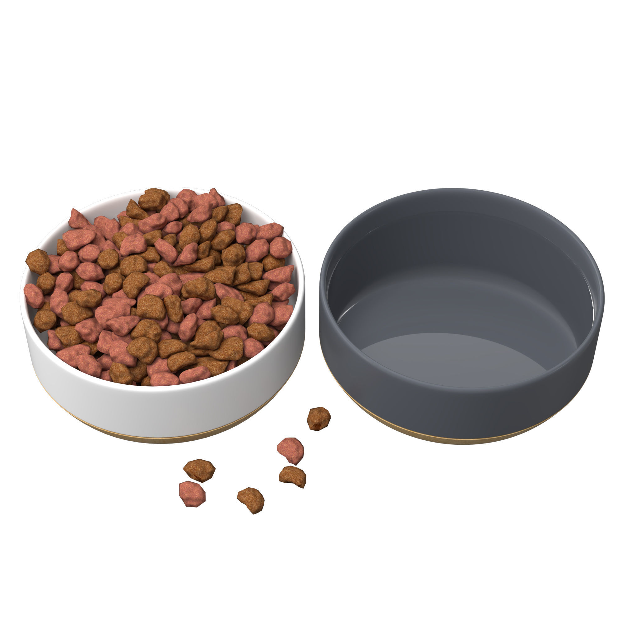 Pets Food Bowl White and Gray 3D model_1