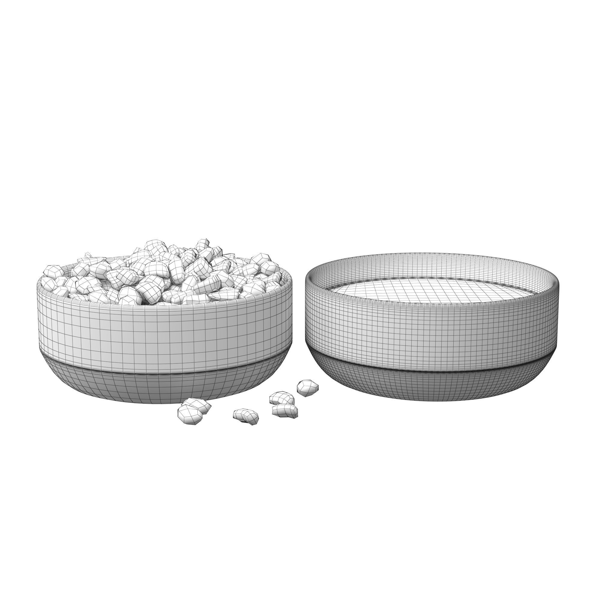 Pets Food Bowl White and Gray 3D model_4