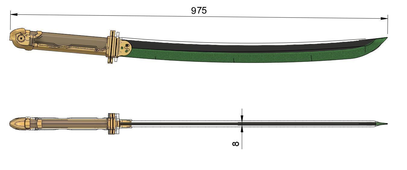 Owari no Seraph Asuramaru blade cosplay 3D print model_10