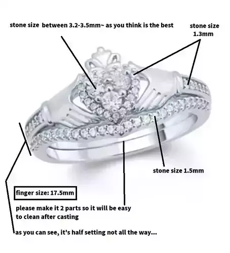 RKT-003 claddagh ring with stones