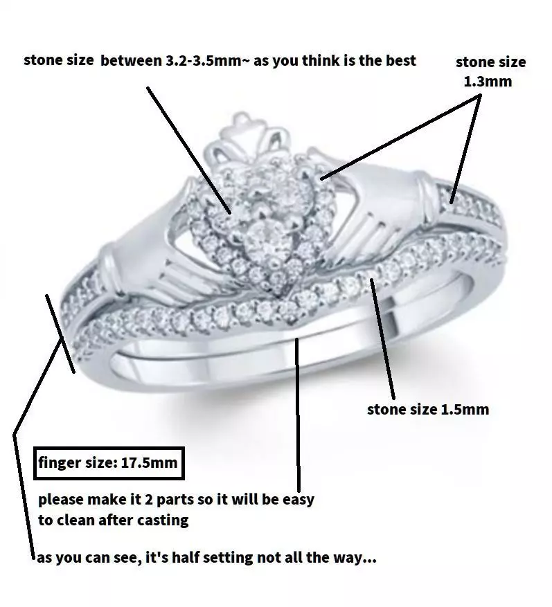 RKT-003 claddagh ring with stones 3D print model_0