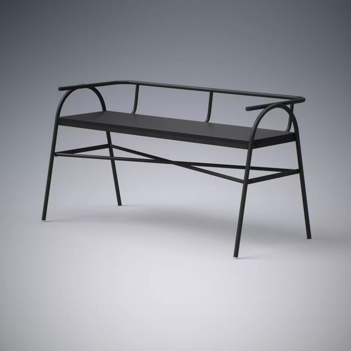 Orpha Metal Settee black finish Low-poly 3D model