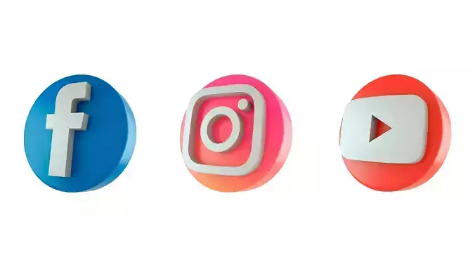 Social Media Icons 3d