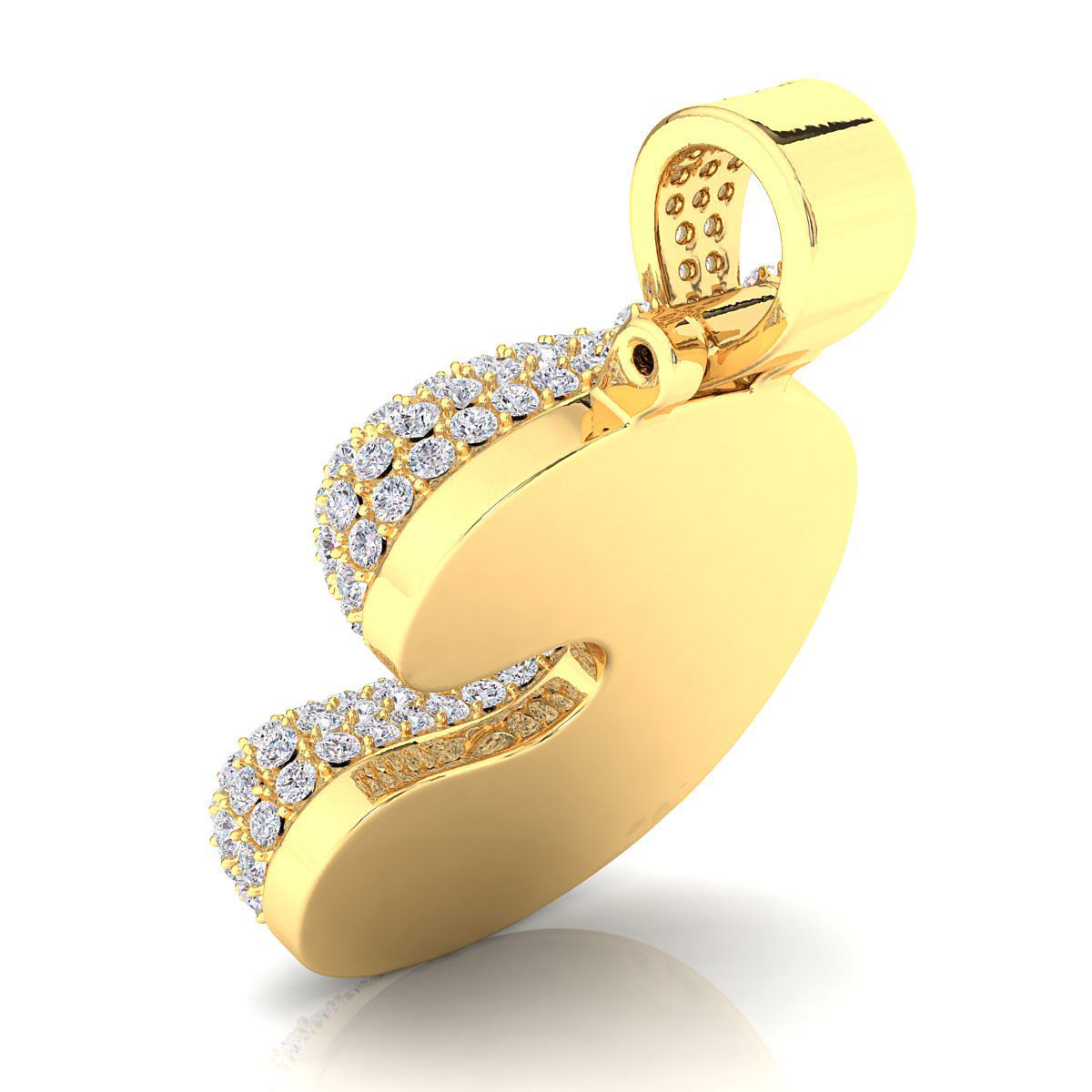 Bubble C Initial Pendant 3D print model_9