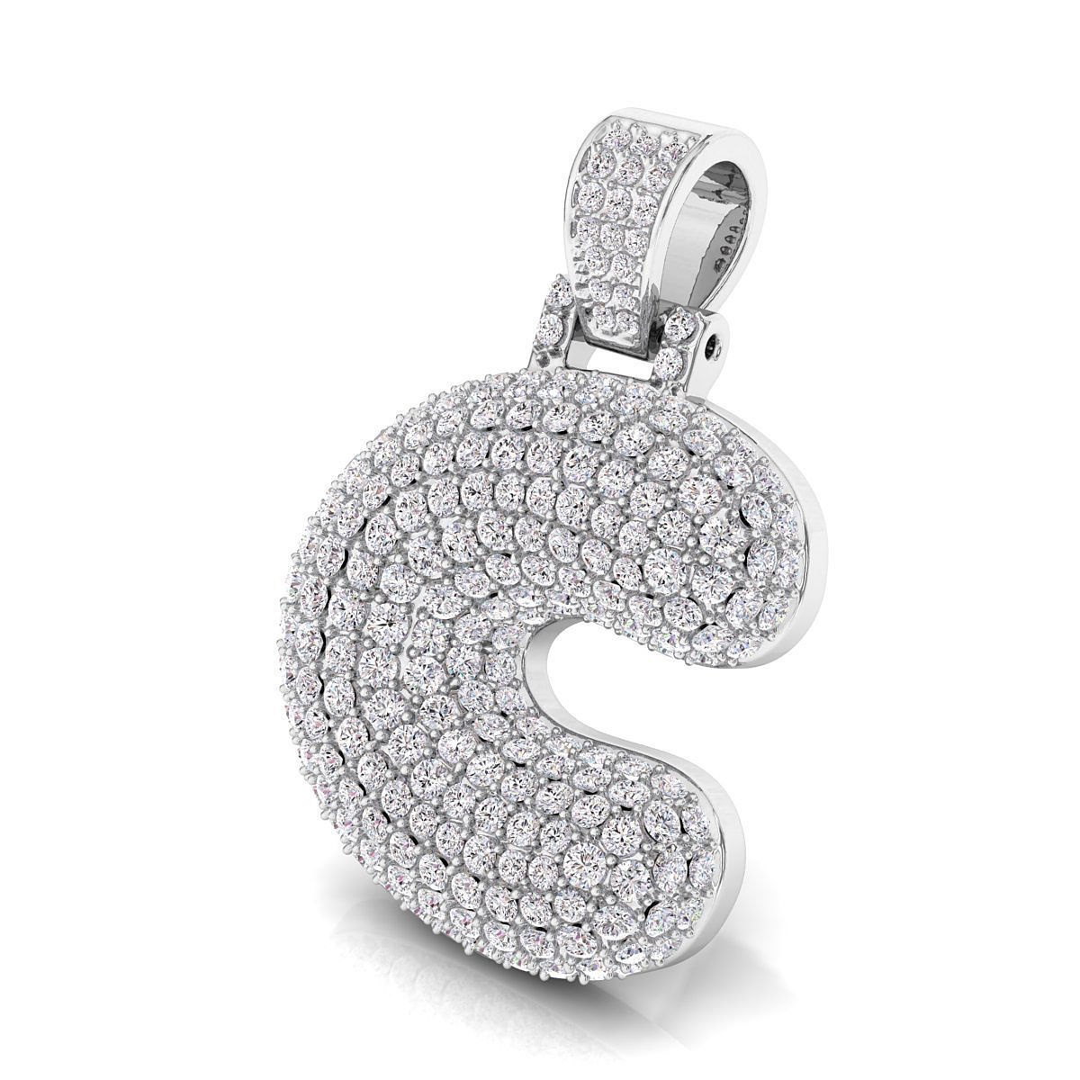 Bubble C Initial Pendant 3D print model_4