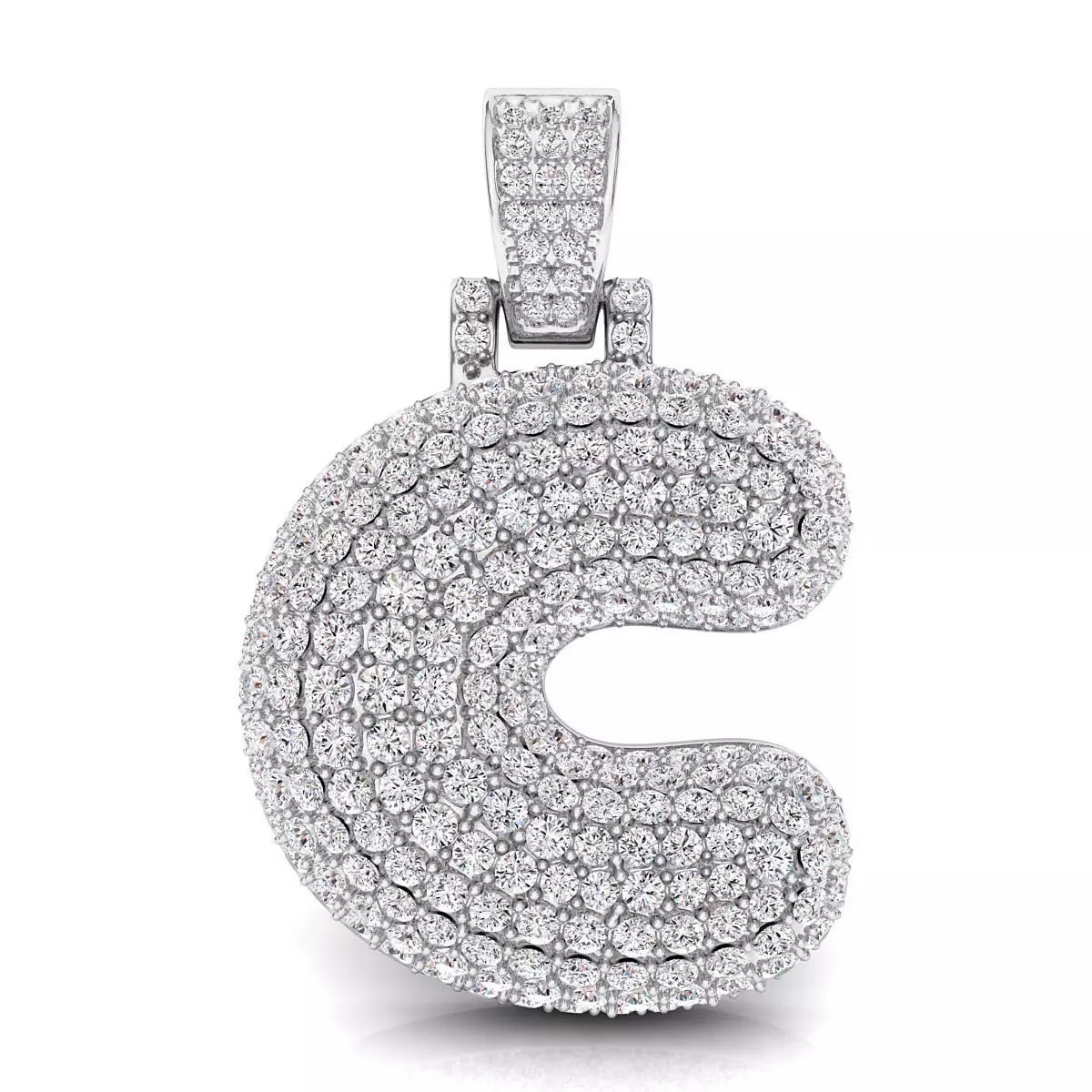 Bubble C Initial Pendant 3D print model_0