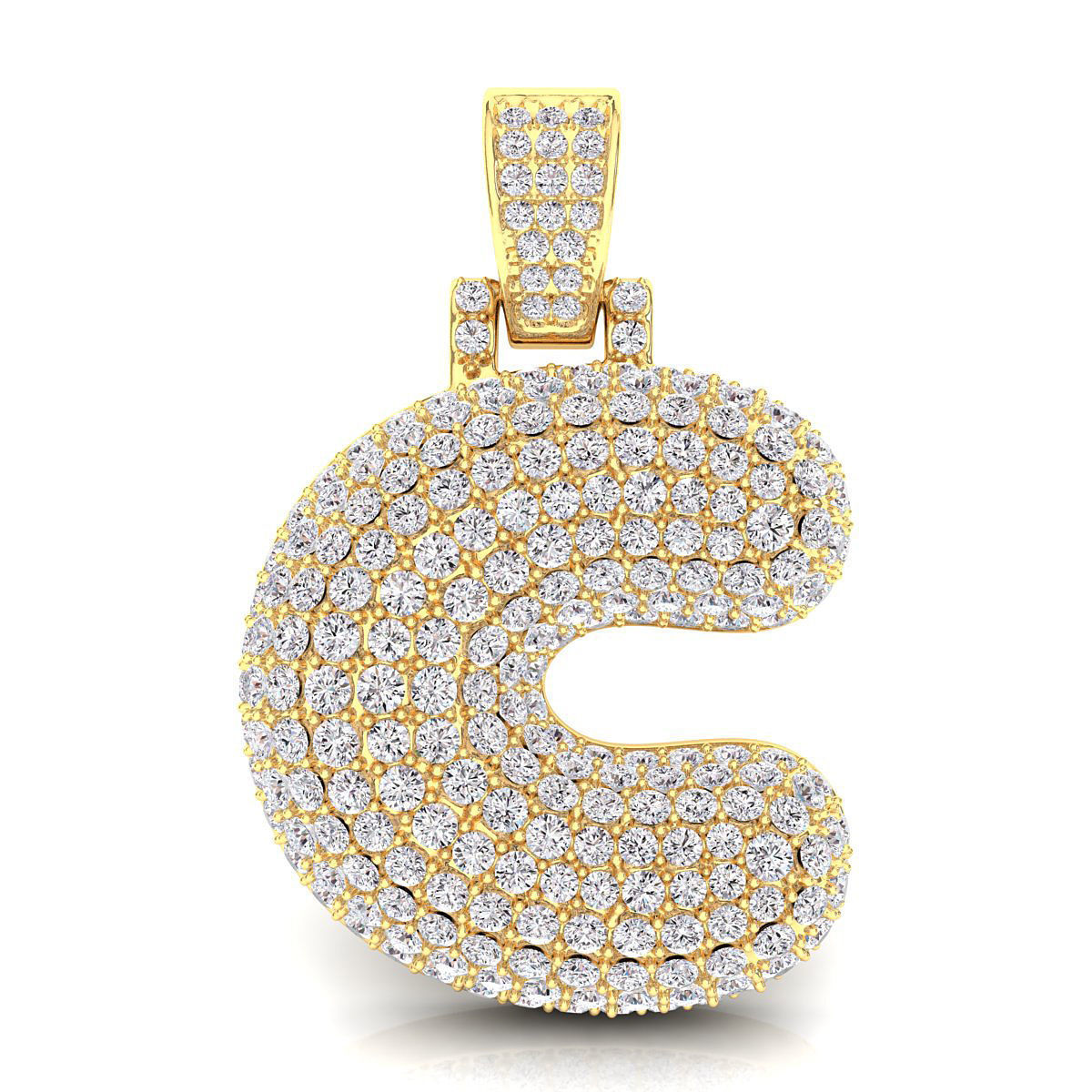 Bubble C Initial Pendant 3D print model_2