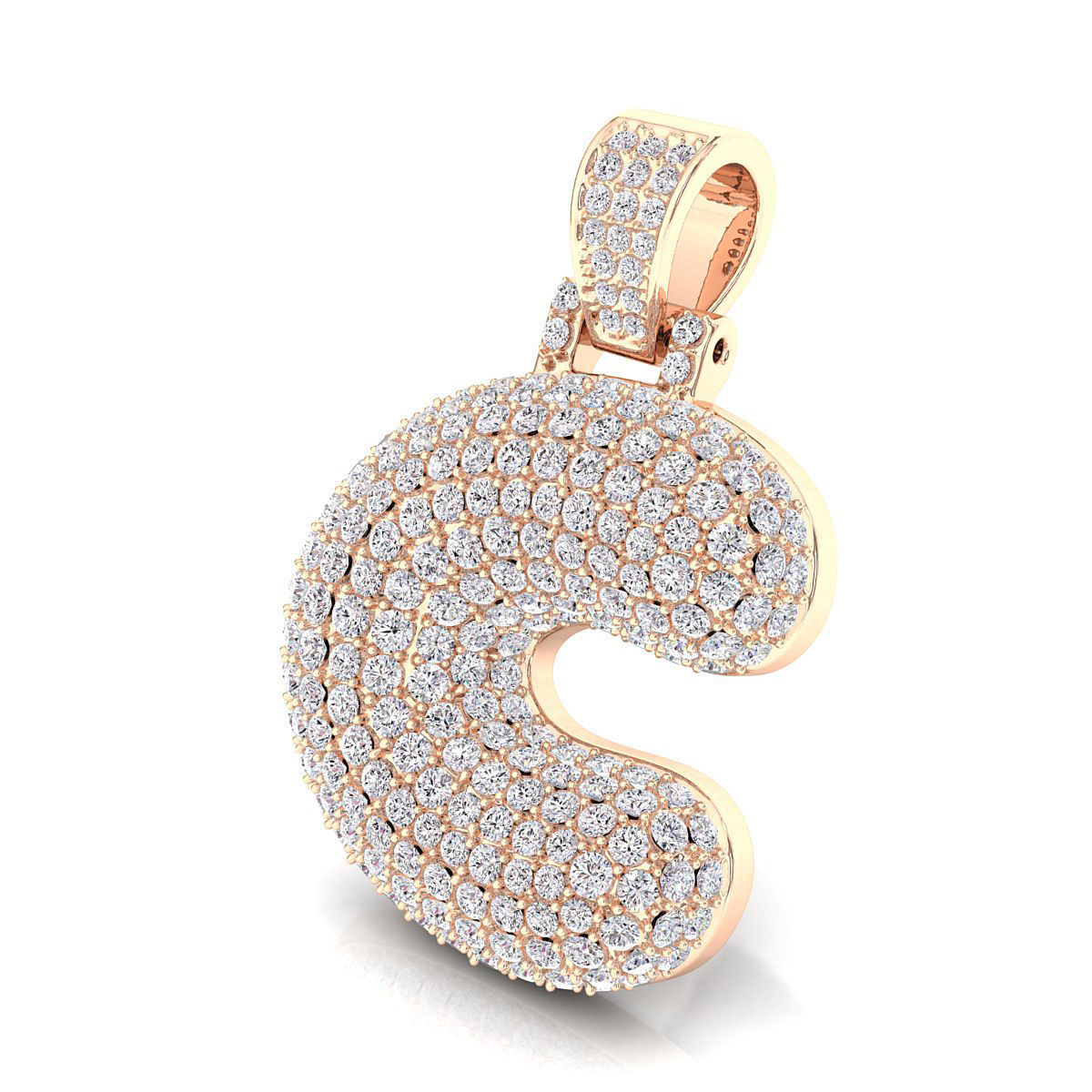 Bubble C Initial Pendant 3D print model_5