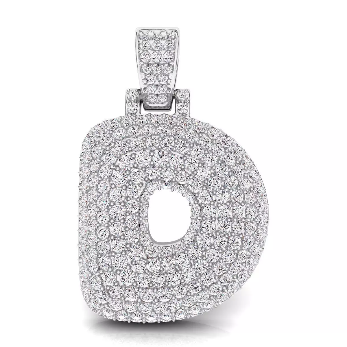 Bubble D Initial Pendant 3D print model_0