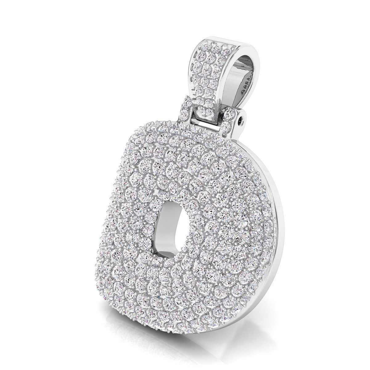 Bubble D Initial Pendant 3D print model_4