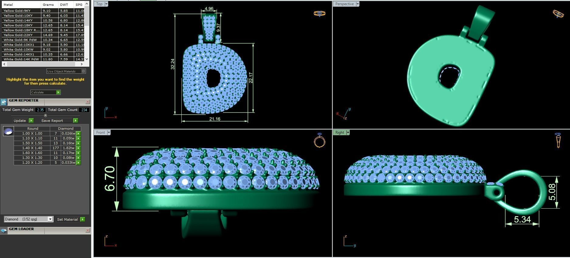 Bubble D Initial Pendant 3D print model_3