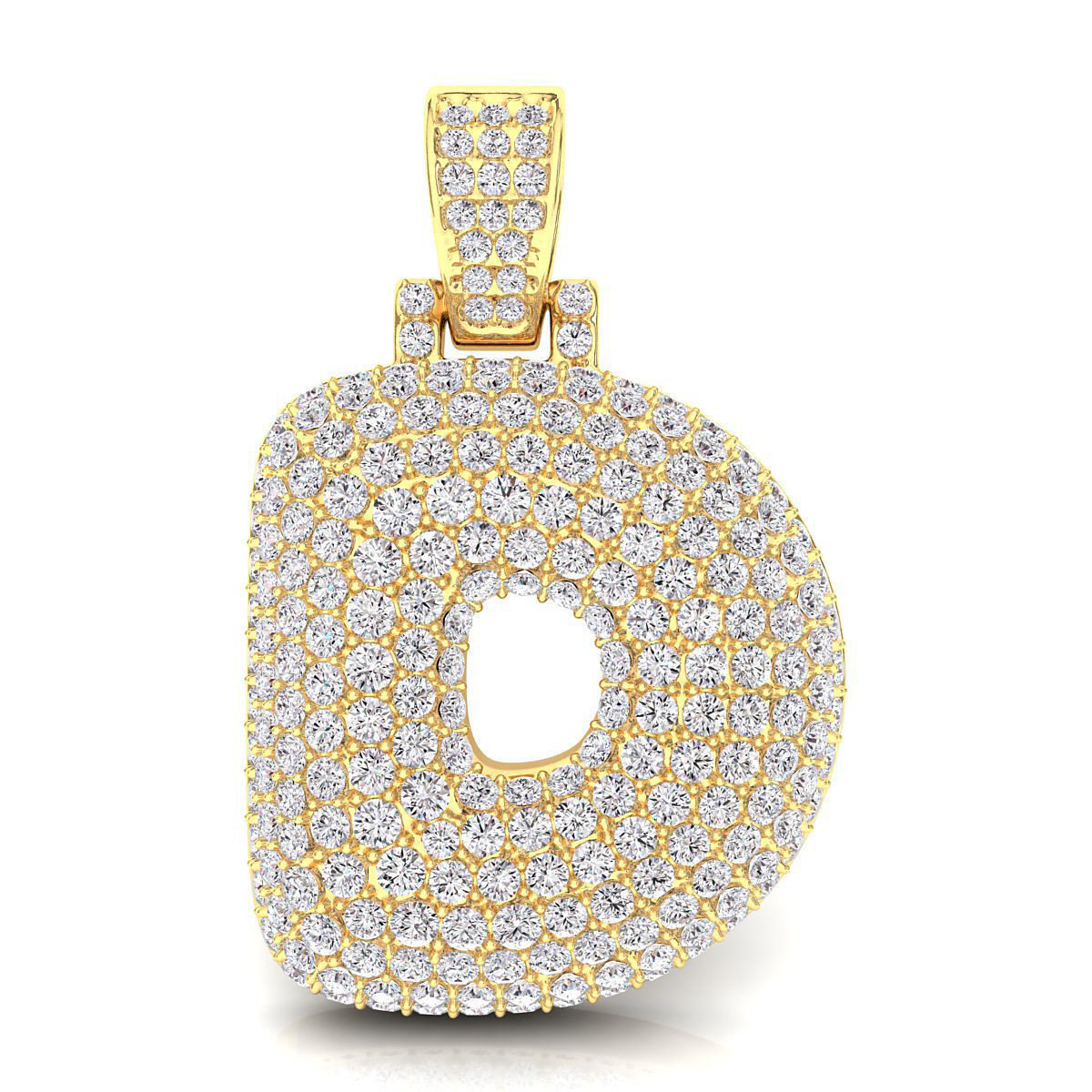 Bubble D Initial Pendant 3D print model_2