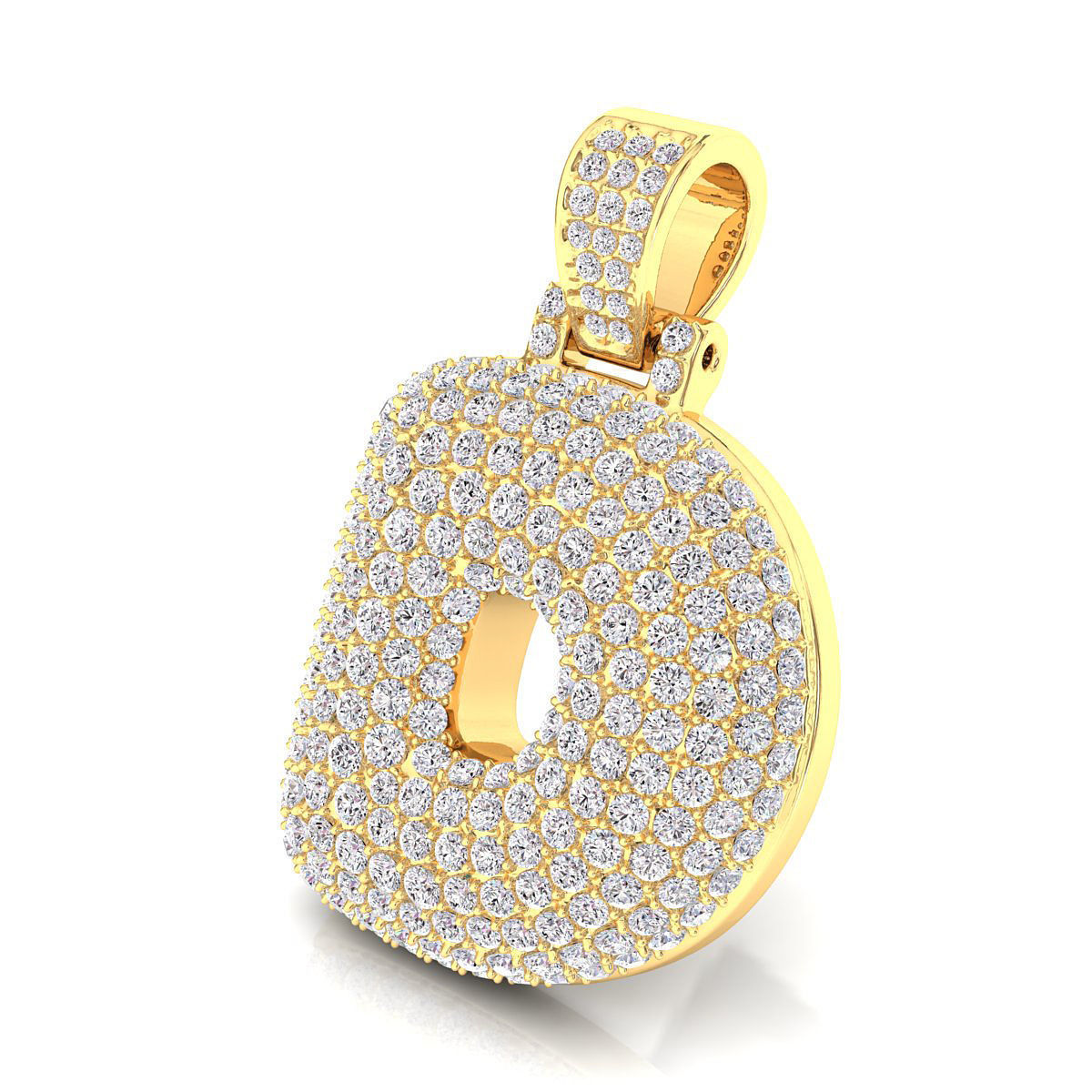 Bubble D Initial Pendant 3D print model_6