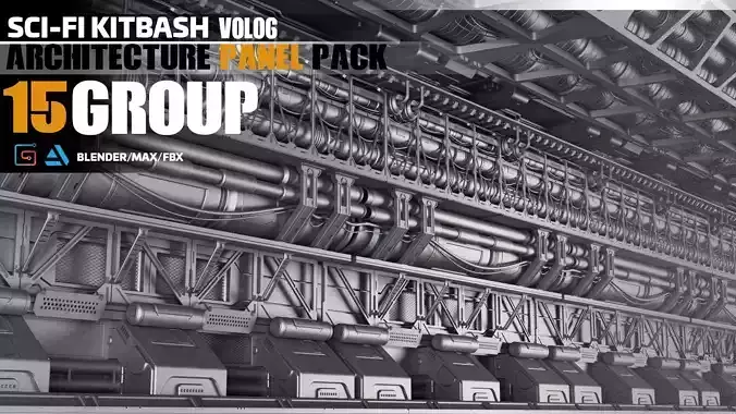 Sci-Fi Architecture Panels Pack vol 06 3D model