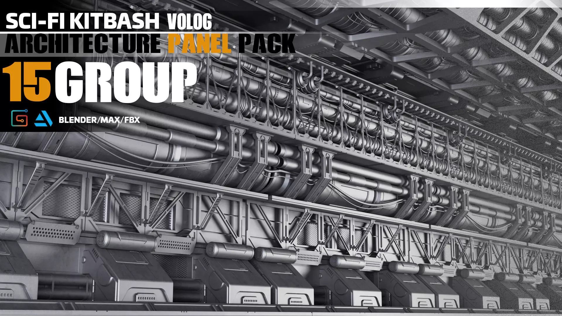 Sci-Fi Architecture Panels Pack vol 06 3D model_0