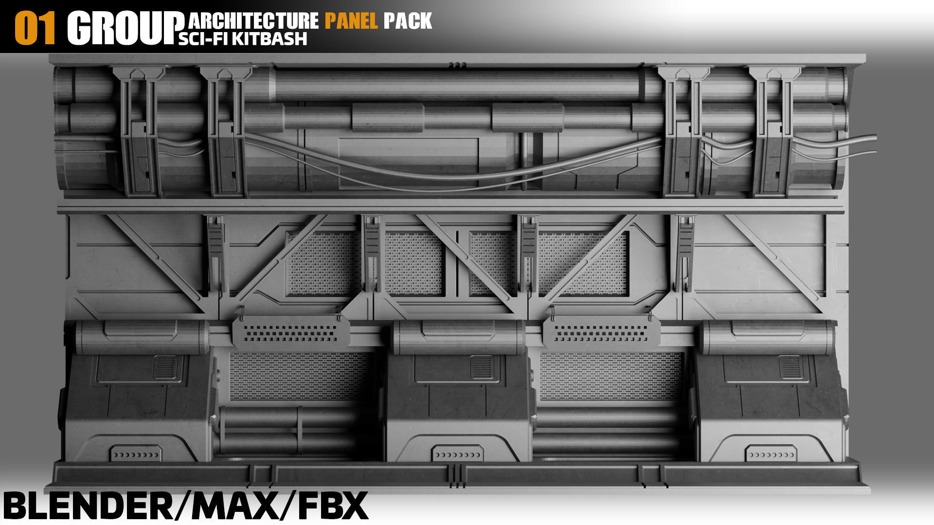 Sci-Fi Architecture Panels Pack vol 06 3D model_1