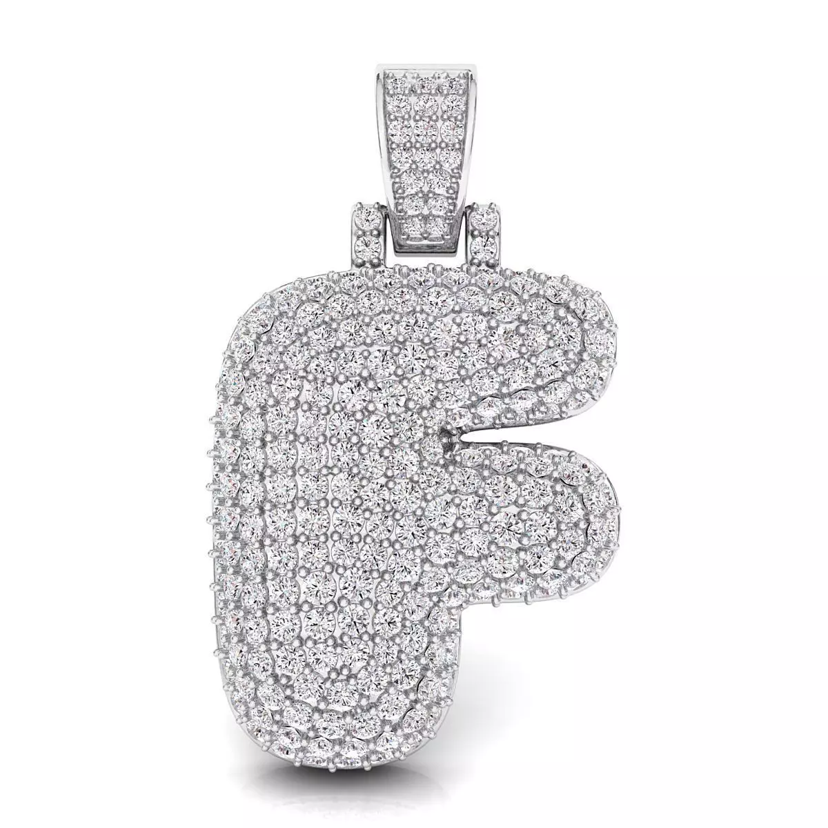 Bubble F Initial Pendant 3D print model_0