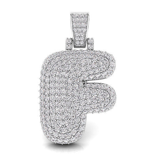 Bubble F Initial Pendant 3D print model