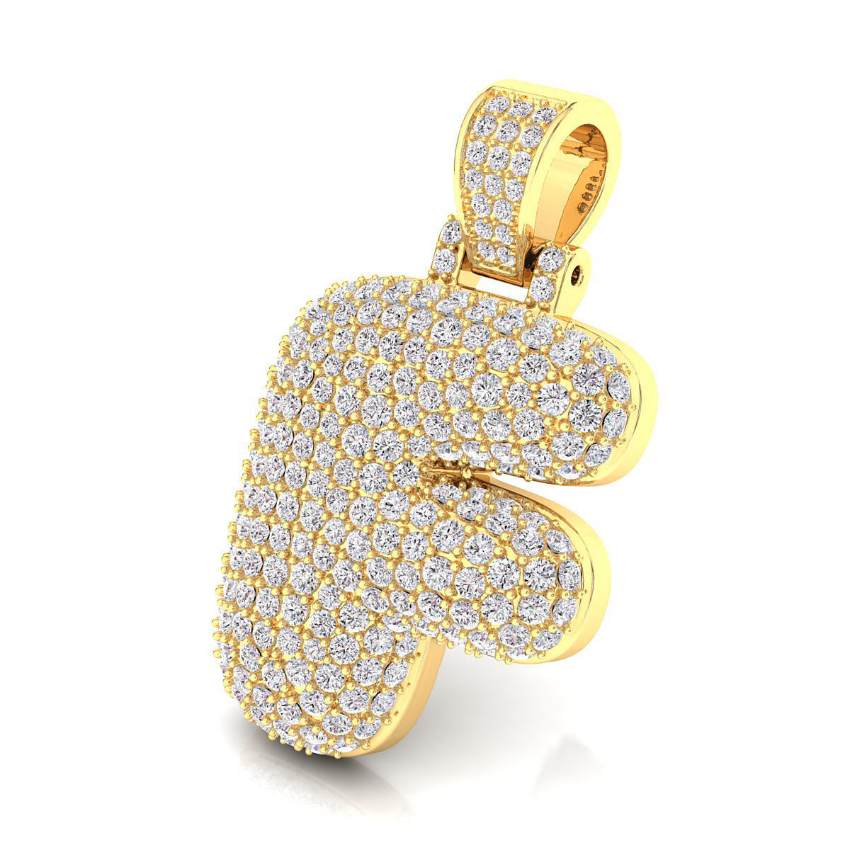 Bubble F Initial Pendant 3D print model_6