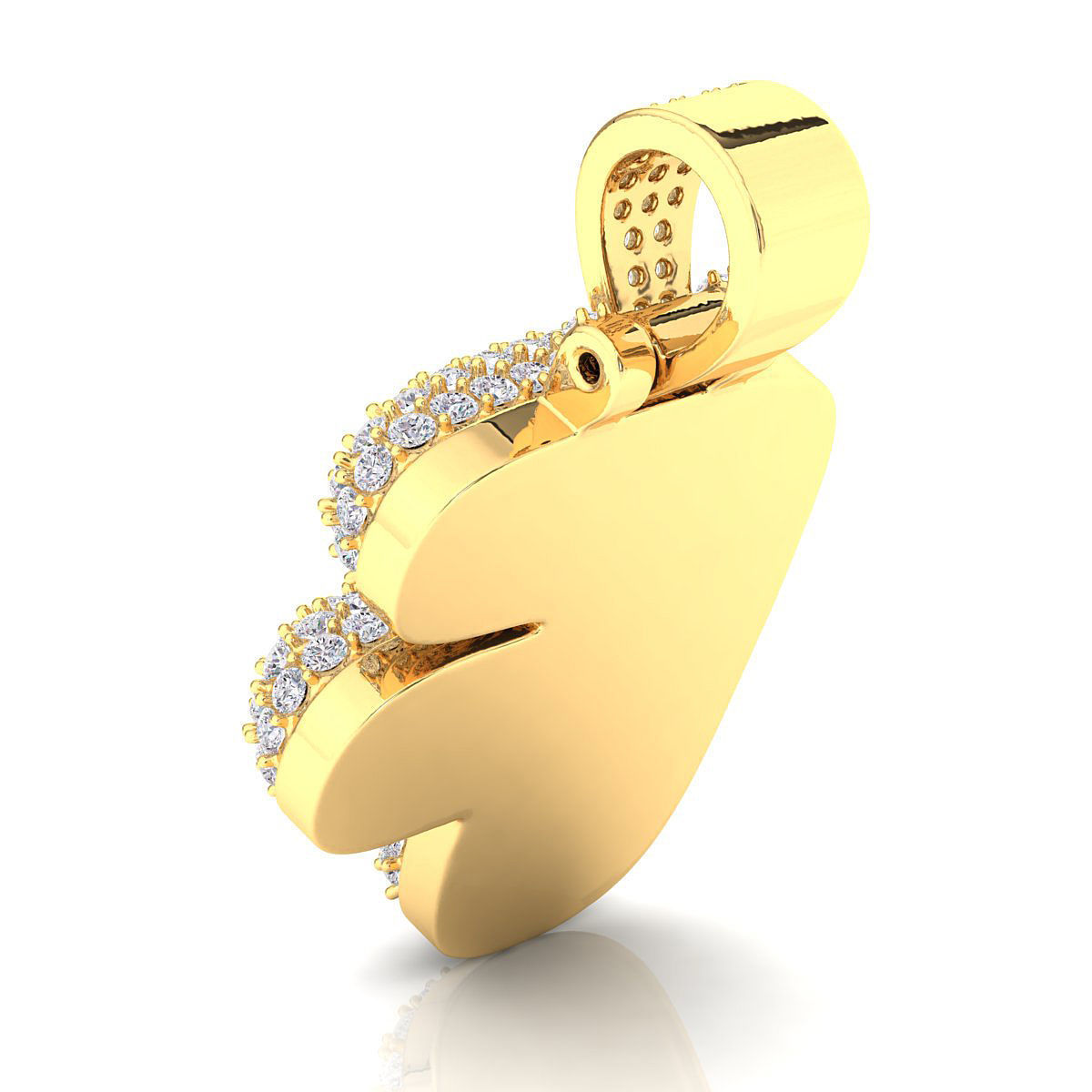 Bubble F Initial Pendant 3D print model_9