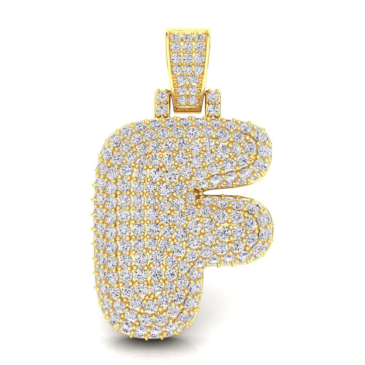 Bubble F Initial Pendant 3D print model_2