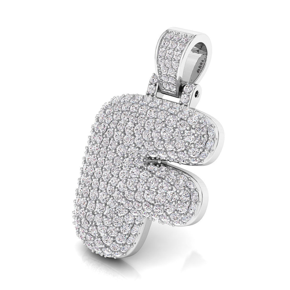 Bubble F Initial Pendant 3D print model_4