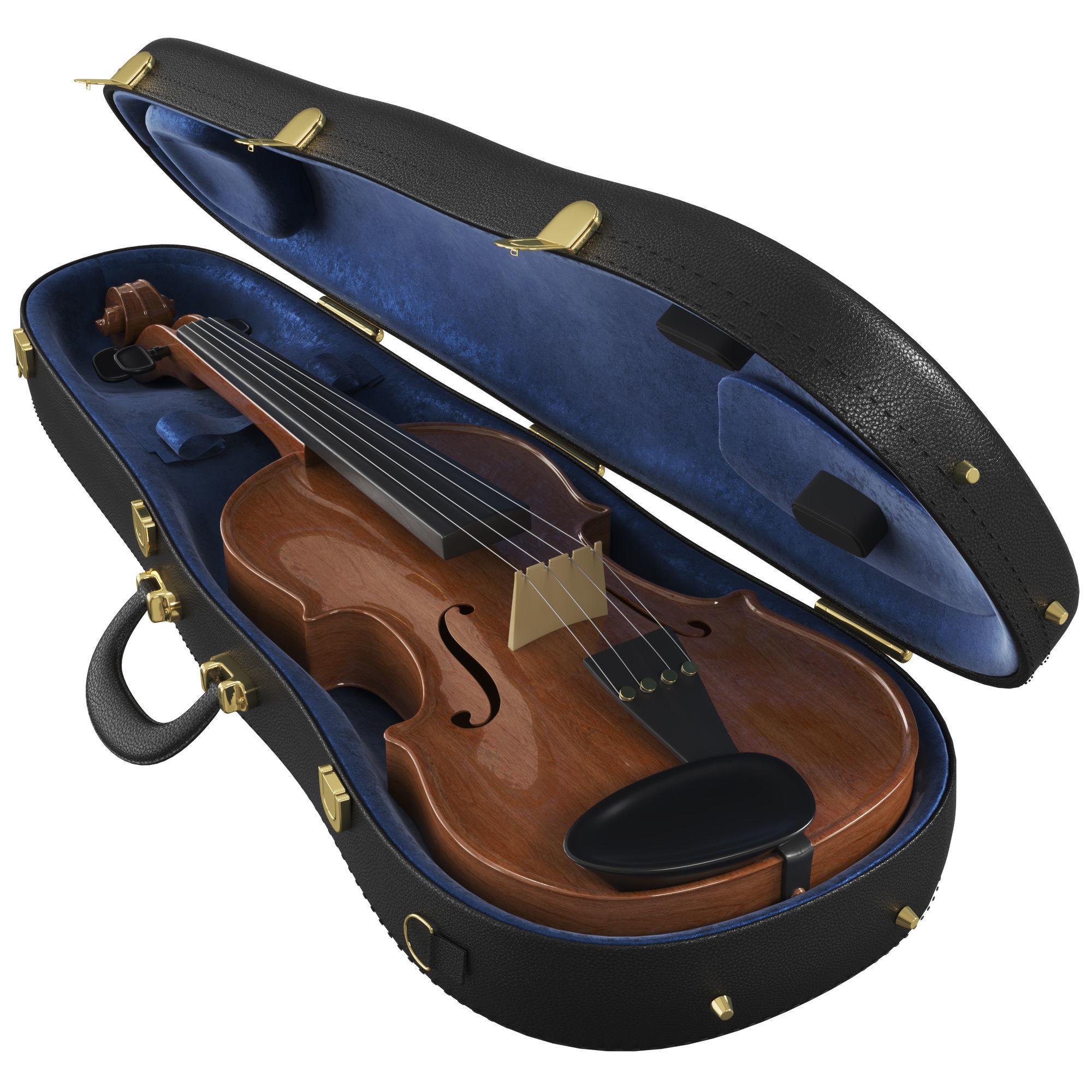 The Violin With Case 3D model_2
