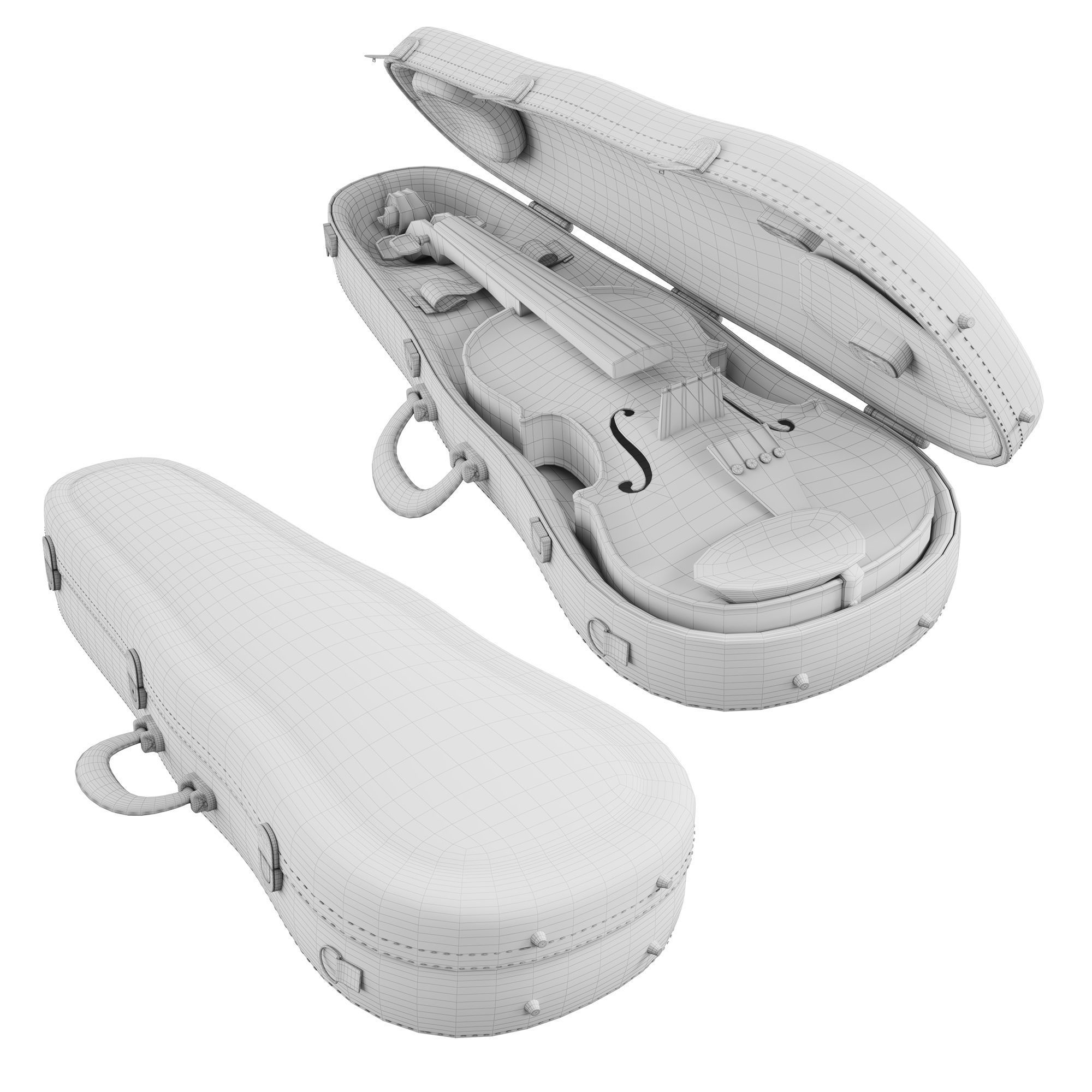 The Violin With Case 3D model_5
