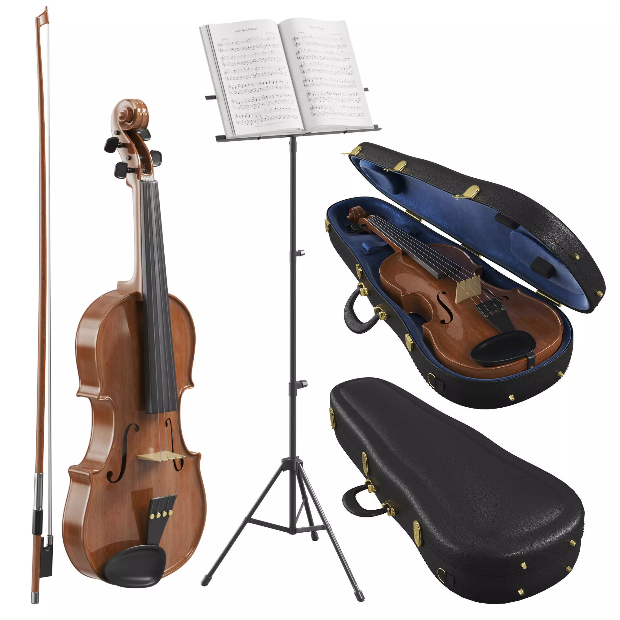 The Violin With Case 3D model_0