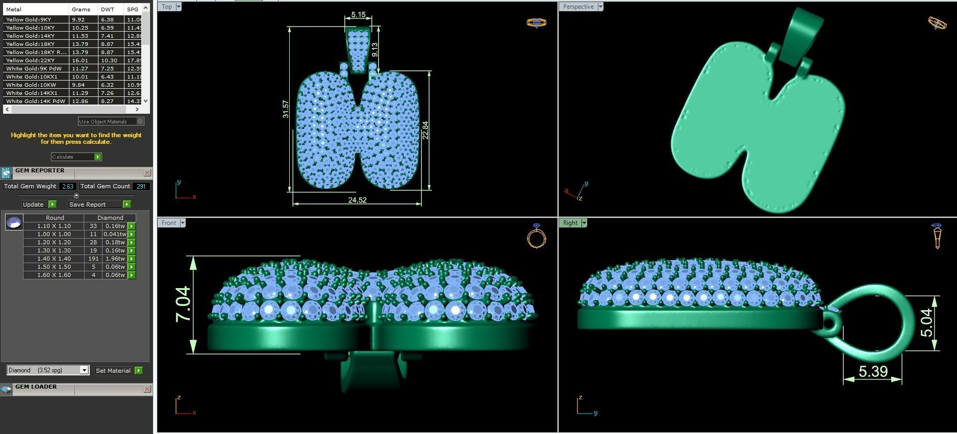 Bubble H Initial Pendant 3D print model_3