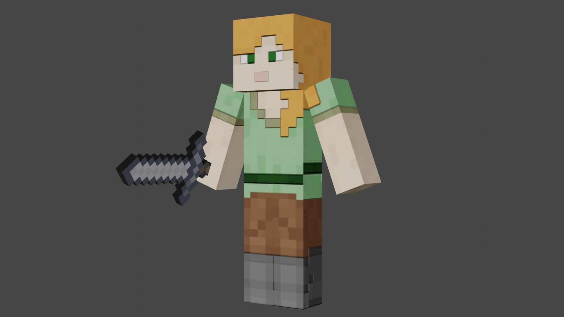 MINECRAFT ALEX 3D MODEL - RIGGED ANIMATED Low-poly 3D model_10