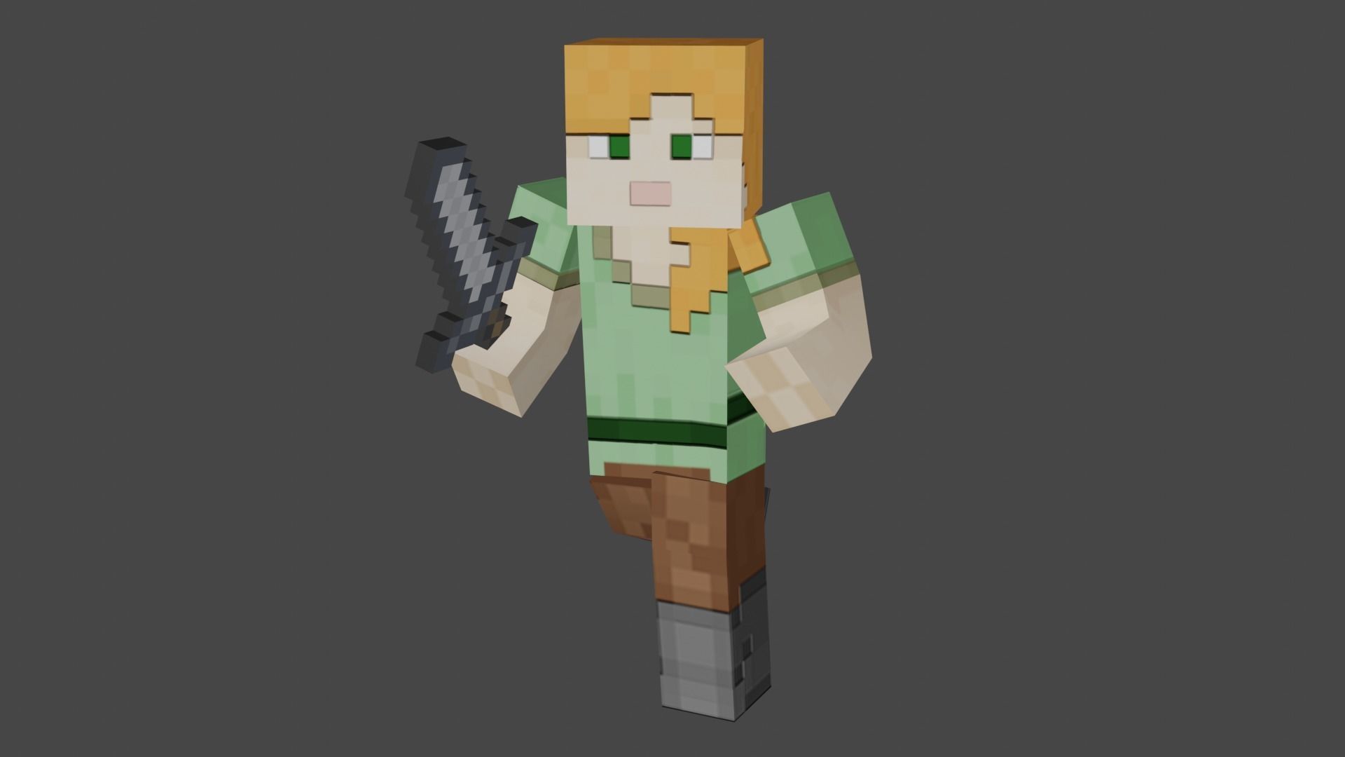 MINECRAFT ALEX 3D MODEL - RIGGED ANIMATED Low-poly 3D model_9