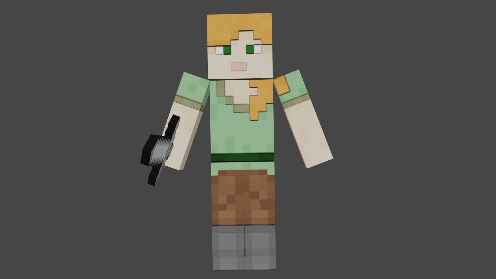 MINECRAFT ALEX 3D MODEL - RIGGED ANIMATED Low-poly 3D model_2