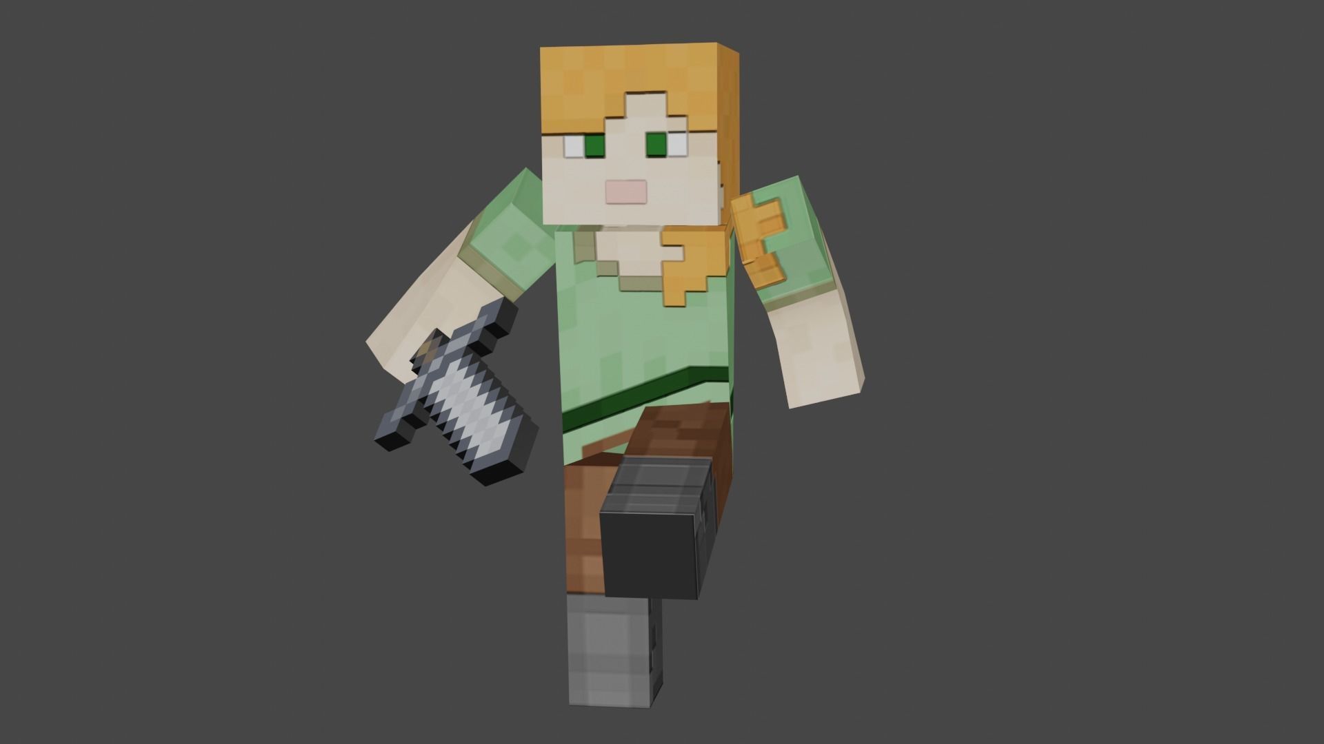 MINECRAFT ALEX 3D MODEL - RIGGED ANIMATED Low-poly 3D model_6