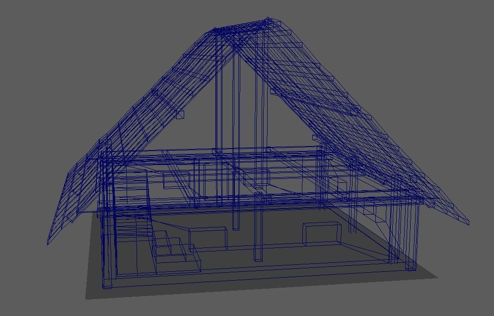 House and bed Low-poly 3D model_11