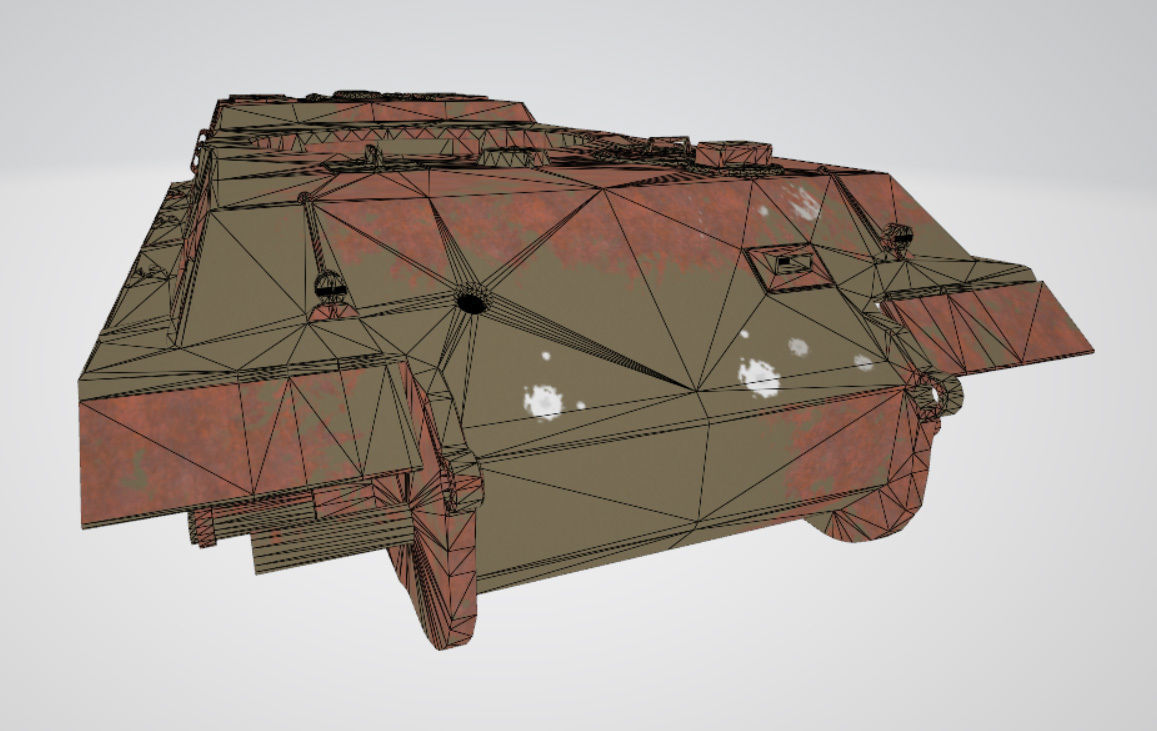 Rusting Tank wreckage Low-poly 3D model_6