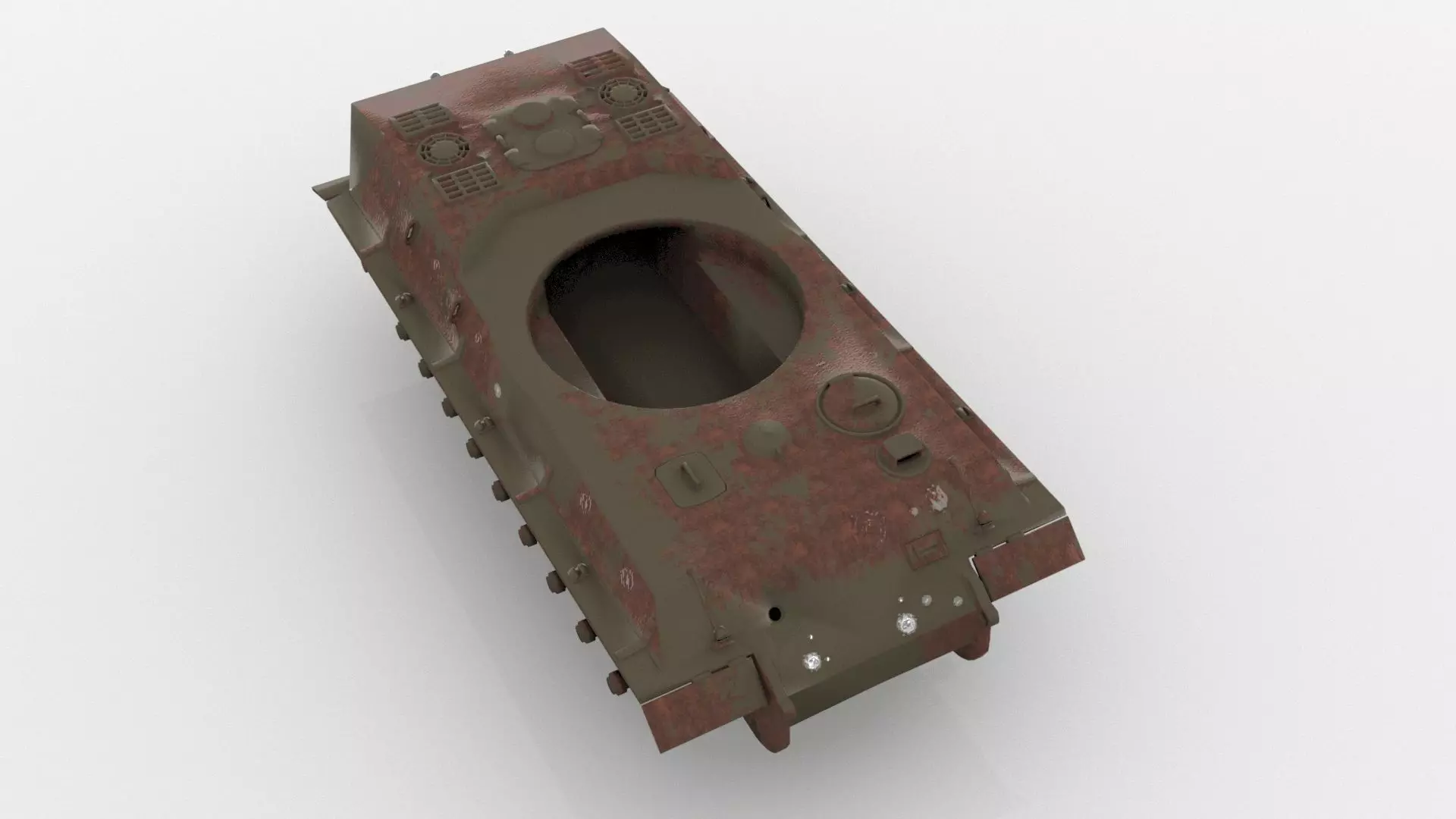 Rusting Tank wreckage Low-poly 3D model_0