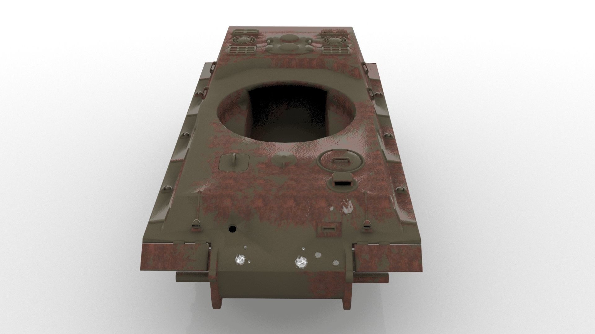 Rusting Tank wreckage Low-poly 3D model_3