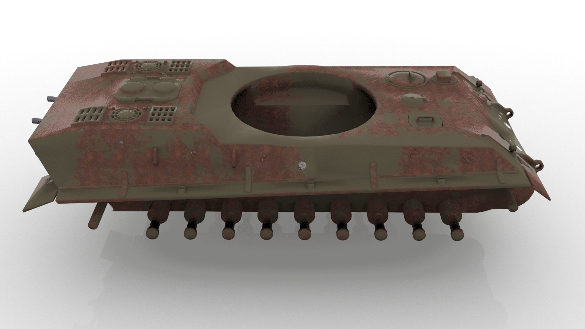Rusting Tank wreckage Low-poly 3D model_1