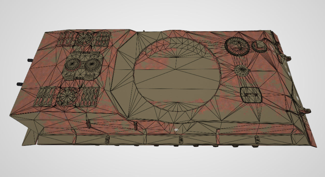 Rusting Tank wreckage Low-poly 3D model_7