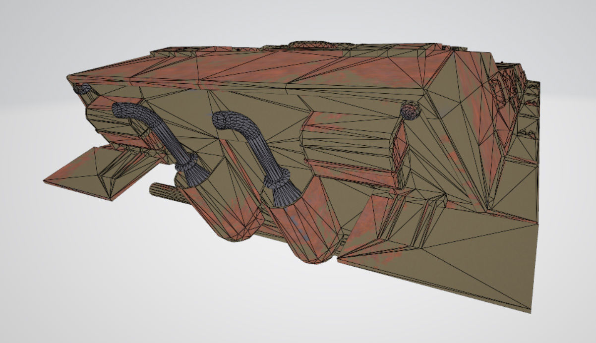 Rusting Tank wreckage Low-poly 3D model_8