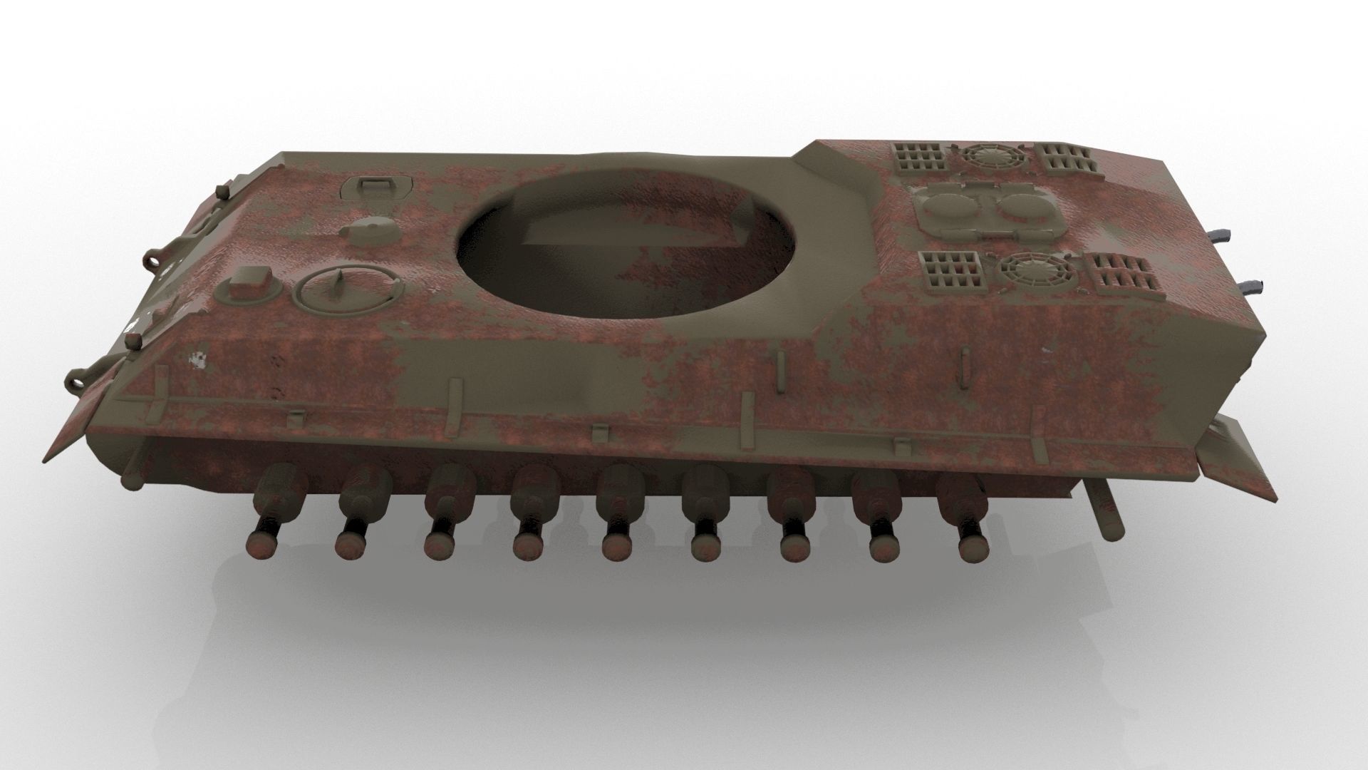 Rusting Tank wreckage Low-poly 3D model_2