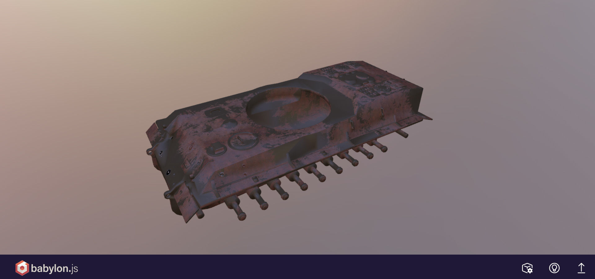 Rusting Tank wreckage Low-poly 3D model_5