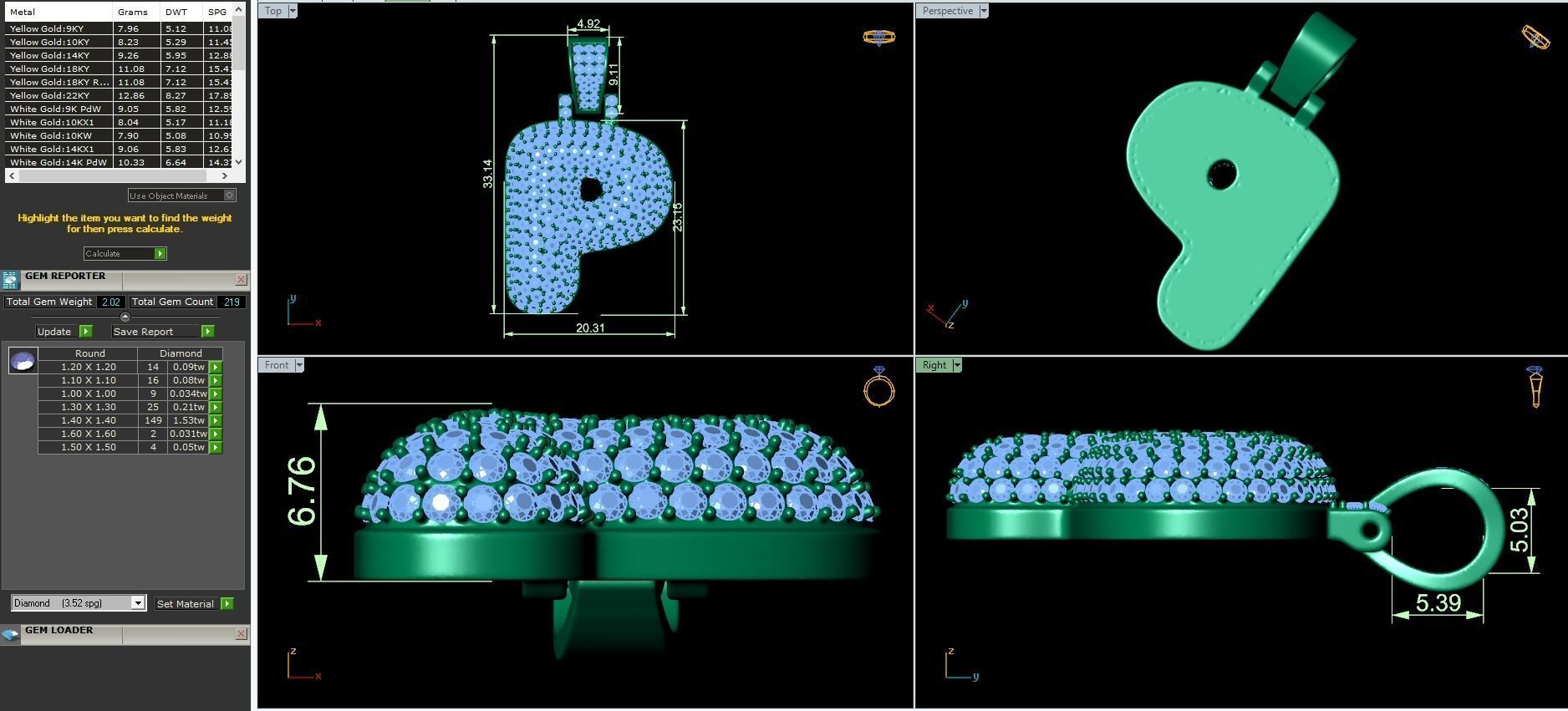 Bubble P Initial Pendant 3D print model_3