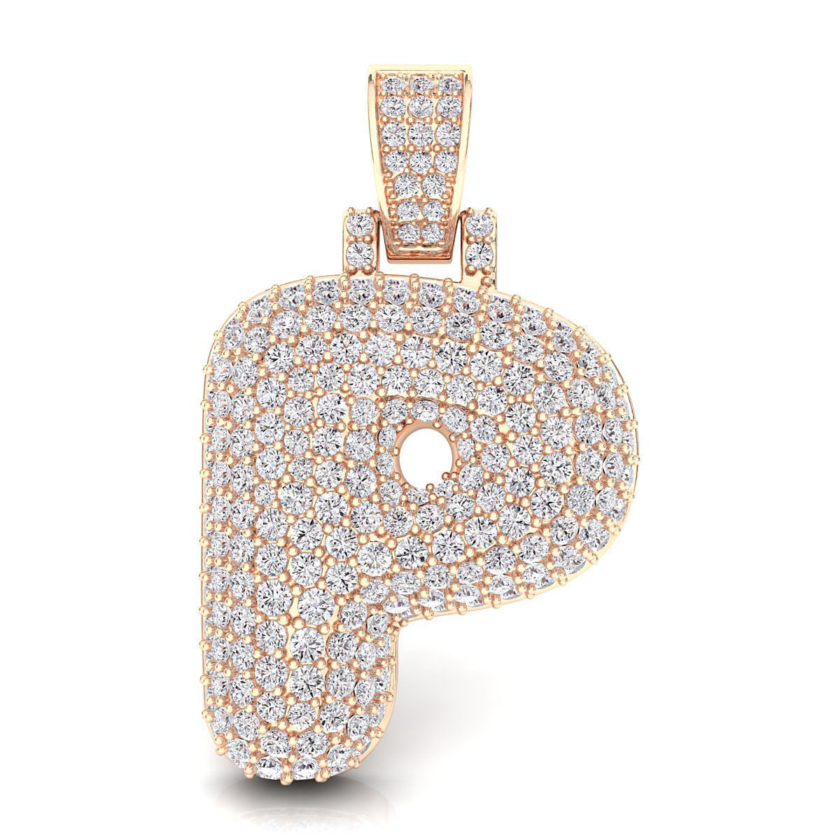 Bubble P Initial Pendant 3D print model_1