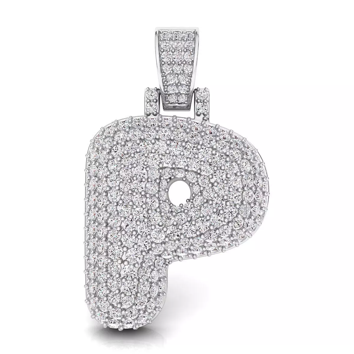 Bubble P Initial Pendant 3D print model_0