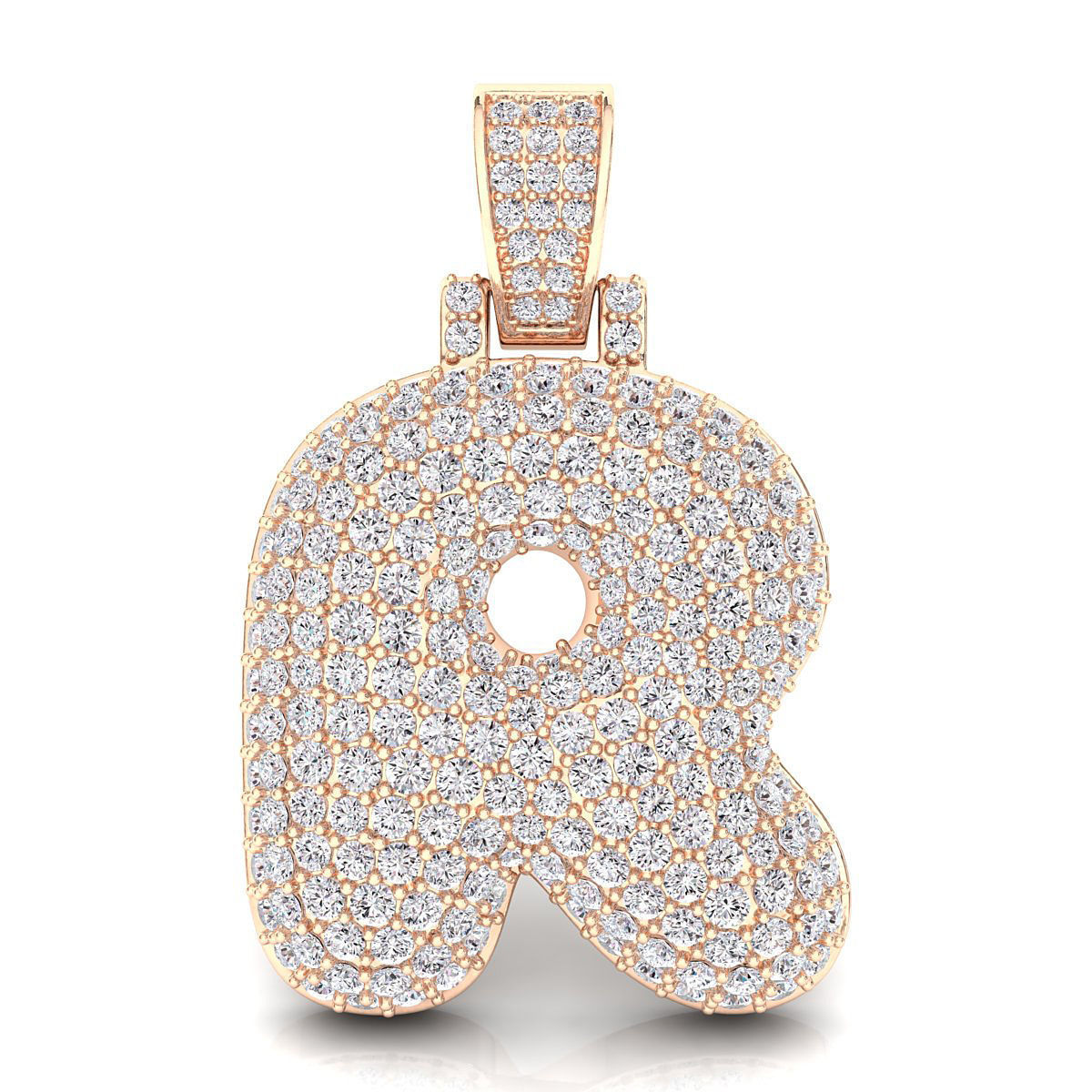 Bubble R Initial Pendant 3D print model_1